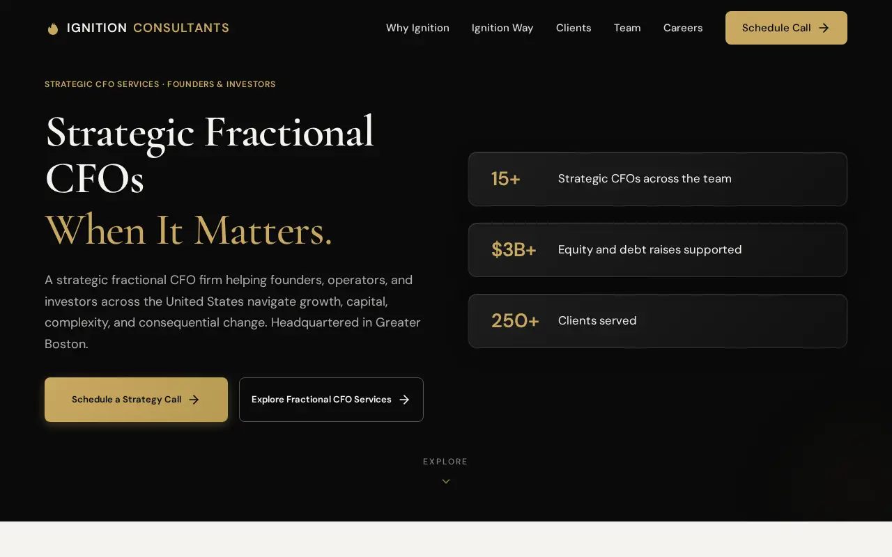 Ignition Consultants website homepage