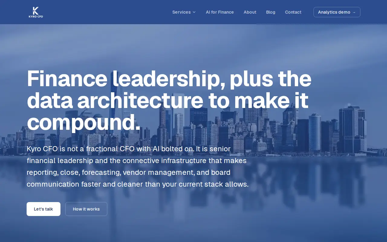 Kyro CFO website homepage