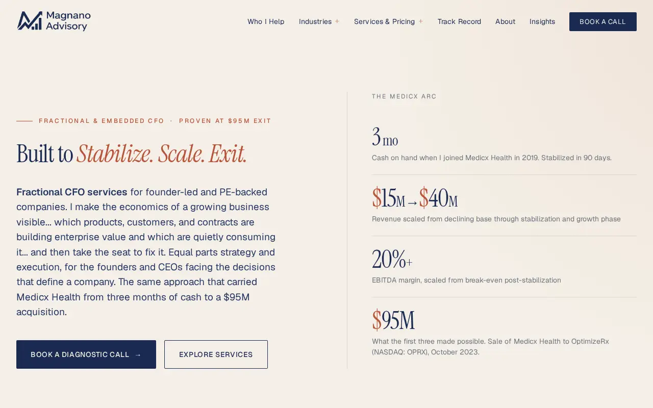 Magnano Advisory website homepage