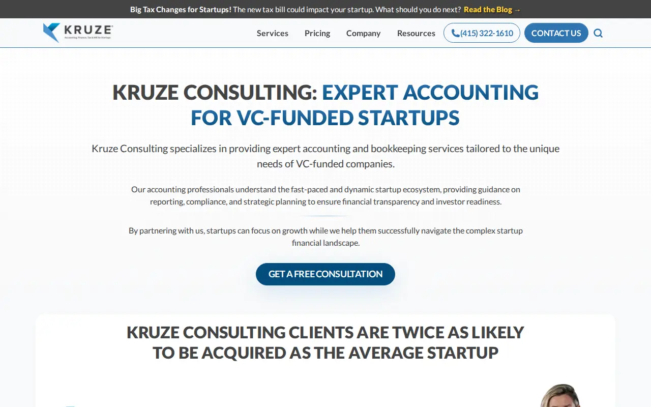 Kruze Consulting website homepage