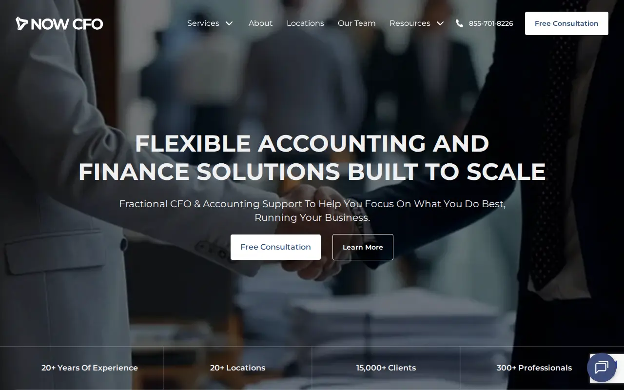 NOW CFO website homepage