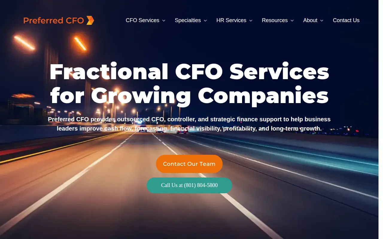 Preferred CFO website homepage